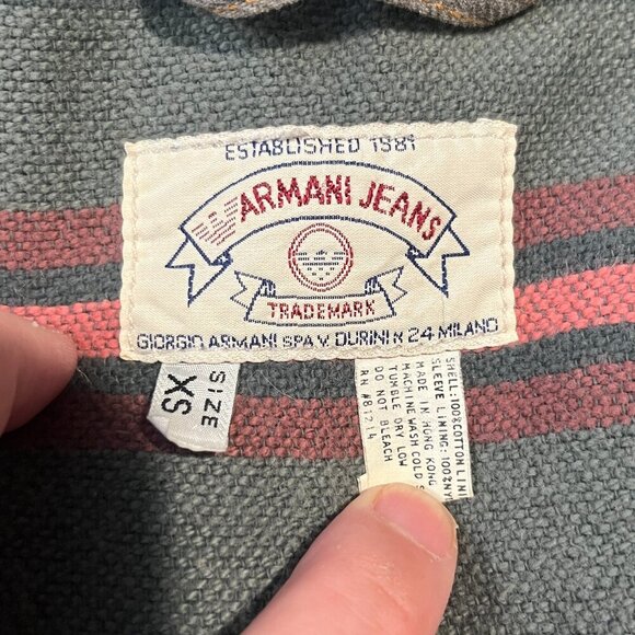 ARMANI JEANS BUCKLE DENIM FIELD JACKET - Picture 16 of 16